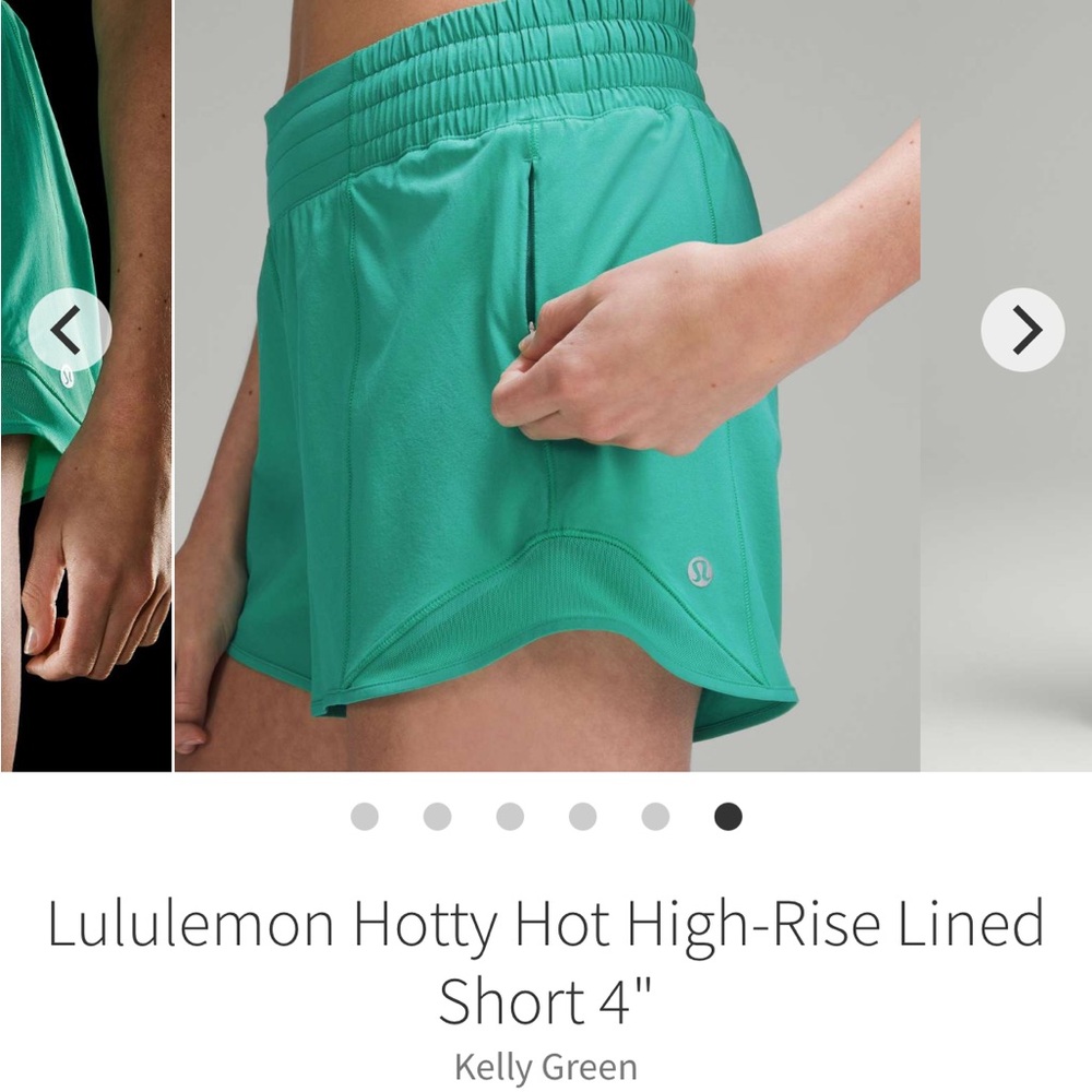 Lululemon Hotty Hot HR 4” short.  Size 10.  Kelly Green. EUC.
